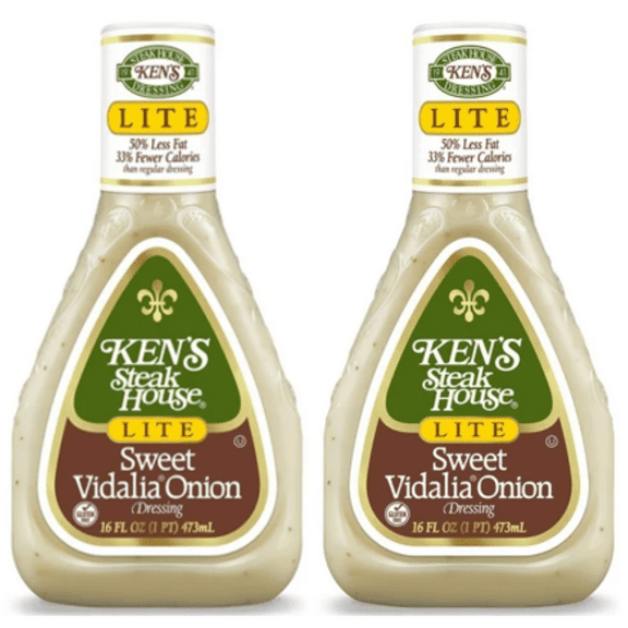 Ken's Steak House Lite Sweet Vidalia Onion Dressing 16 fl oz -Pack of 2, Includes V2U Utensil Set