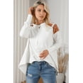 thumbnail image 5 of Women's White Contrast Crochet Lace Henley Top, 5 of 5