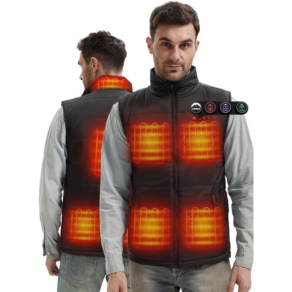 ARRIS Heated Vest for Men , Electric Heating Vest with 12V Battery,Size Adjustable, 8 Heating Area-Black