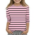 thumbnail image 2 of Spazoro Kids Girls Shirts Tee, Crew Neck Long Sleeve 2025 Stripe Print Casual Loose Tops for Child Girls Pink Size 3 T, 2 of 5