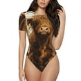 thumbnail image 1 of Fotbe Cow With Butterflies Lilies Body de Mujer con Cuello Redondo y Mangas Cortas, Sin Mangas Ajustado, Suave, Cómodo y Básico-Small, 1 of 7