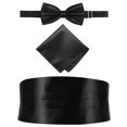 thumbnail image 4 of Pañuelo de satén de 3 piezas para hombre Pañuelo Cummerbund Hanky ​​(Negro), 4 of 7