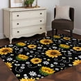 thumbnail image 3 of Black Yellow Sunflower Area Rugs 3'x5', Washable Small Throw Rugs for Living Room Bedroom, Summer Botanical Farmhouse Floral Indoor Outdoor Rug Non-Slip Low Pile Carpet Runner Reversible Floor Mats, 3 of 8