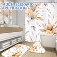 thumbnail image 3 of Dznils Brown Floral Shower Curtain Sets with Rugs, 16pc Watercolor Bathroom Curtains Set, 72" x 72", 3 of 9