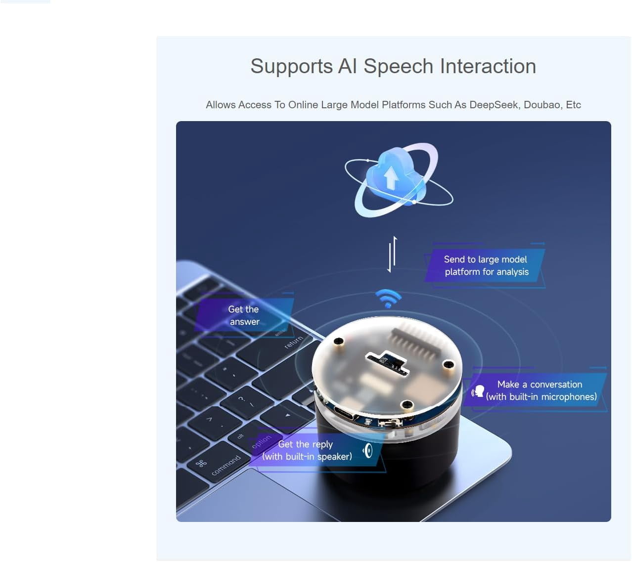 ESP32-S3 AI Smart Speaker Development Board,Supports Noise Reduction and Echo Cancellation, Surround RGB Lighting,Supports External LCD Displays & Cameras