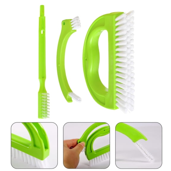 Set of 3 Grout Cleaner Brush with Handle - Green Tile Joint Scrub Brushes for Deep Cleaning - Cleaning Tool with Stiff bristles,Suitable for Deep Cleaning Gap,Floors, Kitchen, and Bathroom
