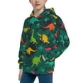 thumbnail image 2 of Kdxio Colorful Dinosaurs Pattern Boys Athletic Unisex Boys Girls Hoodie with Pocket Sweatshirts-Large, 2 of 6
