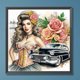 thumbnail image 3 of Pintura de diamante 5D DIY Kit de taladro de forma especial parcial Retro Girl 30x30cm, 3 of 9