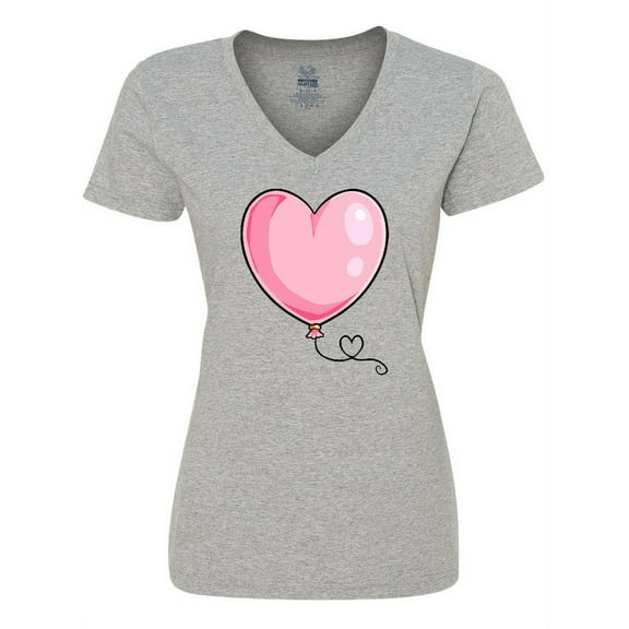 Inktastic Pink Balloon Heart Women's V-Neck T-Shirt