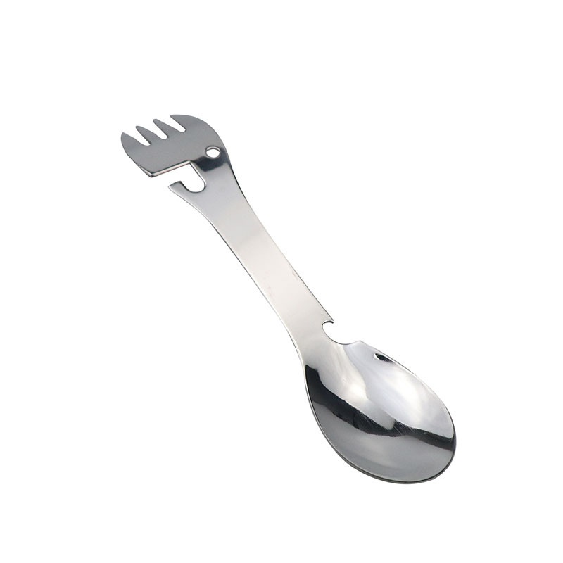 Eaarliyam Multifunctional Spoon Fork Stainless Steel Outdoor Utility Spork for Wild Survival Black