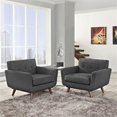 thumbnail image 2 of Hawthorne Collections (Set of 2) Contemporary Upholstered Fabric Accent Arm Lounge Chair in Gray with Solid Wood Legs, 2 of 5