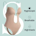 thumbnail image 4 of Women Shapers Underwear Backless Bodysuit Shapewear Deep V-Neck Body U Plunge Clear Strap Padded Push Up Corset, 4 of 10