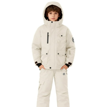 XQYLOS Kids Snowsuit Two Piece Ski Suit Boys Girls 3-14 Years Toddler Waterproof Winter Snow Suits Overalls Pants Set Jacket and Pants