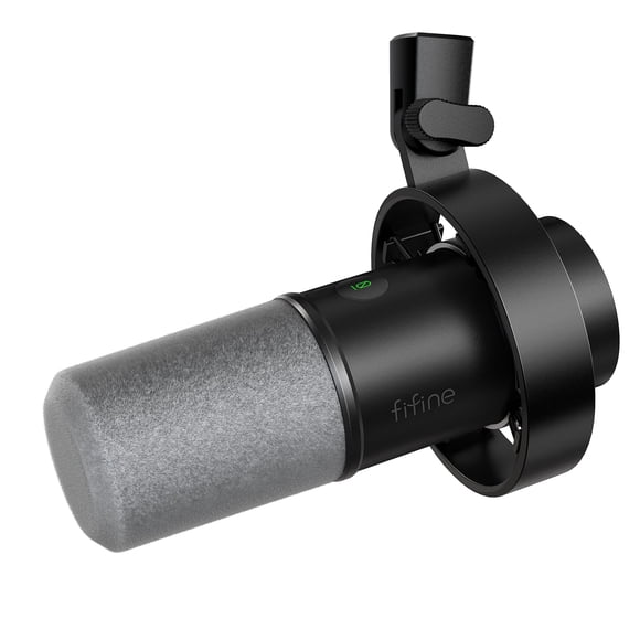 FIFINE Microphone Dynamique, Microphone d'Enregistrement Podcast XLR/USB pour Diffusion en Continu Vocal, Micro de Studio en Métal avec Muet