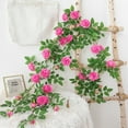 thumbnail image 5 of Luxcidy 5.9FT Artificial Peony Flower Garland with 19 Flower Heads, Fake Rose Garland Hanging Greenery Vine Silk Floral Vine Home Wedding Arch Wall Craft Arrangement Decorations(Deep Pink), 5 of 7
