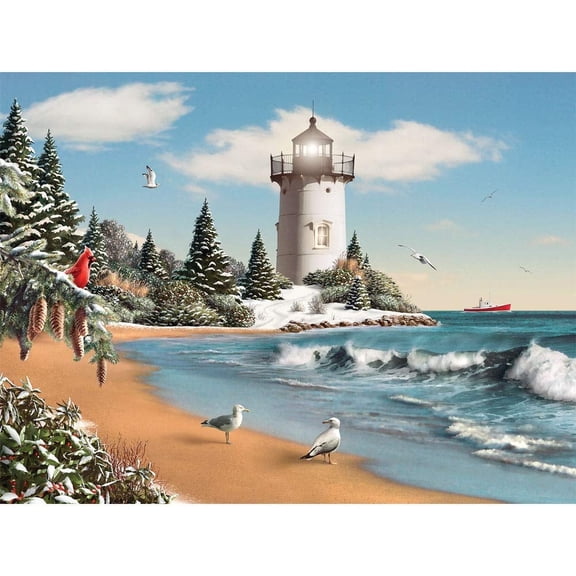 Bits and Pieces Jigsaw Puzzle Morning Glory II Lighthouse Winter Beach 1000 Piece 24" x 30"