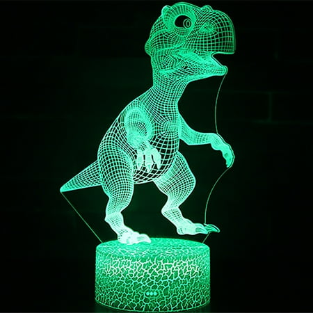 

SeekFunning Cartoon Dinosaur 3D Night Light Creative Color-changing Desk Lamp Touch Remote Atmosphere Light Style5-Colorful Touch Crack