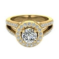 thumbnail image 4 of Round Cut Diamond Halo Split Shank Engagement Ring 1.35 Carat Total Weight 18K Gold (G,SI1), 4 of 5