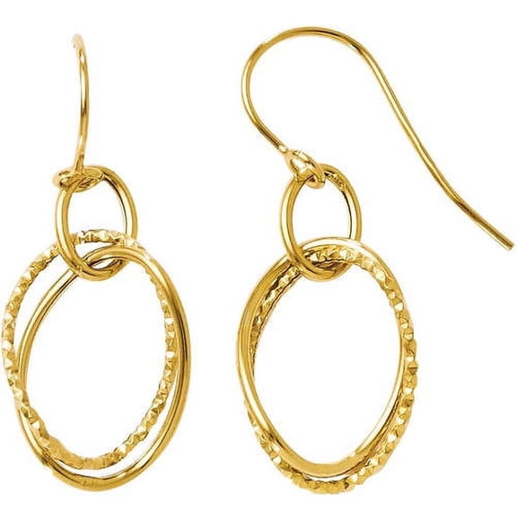 Primal Gold 14 Karat Yellow Gold Polished and Textured Shepherd Hook Earrings