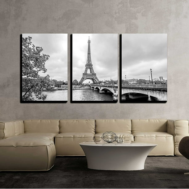 wall26 3 Piece Canvas Wall Art Paris Eiffel Tower from Seine