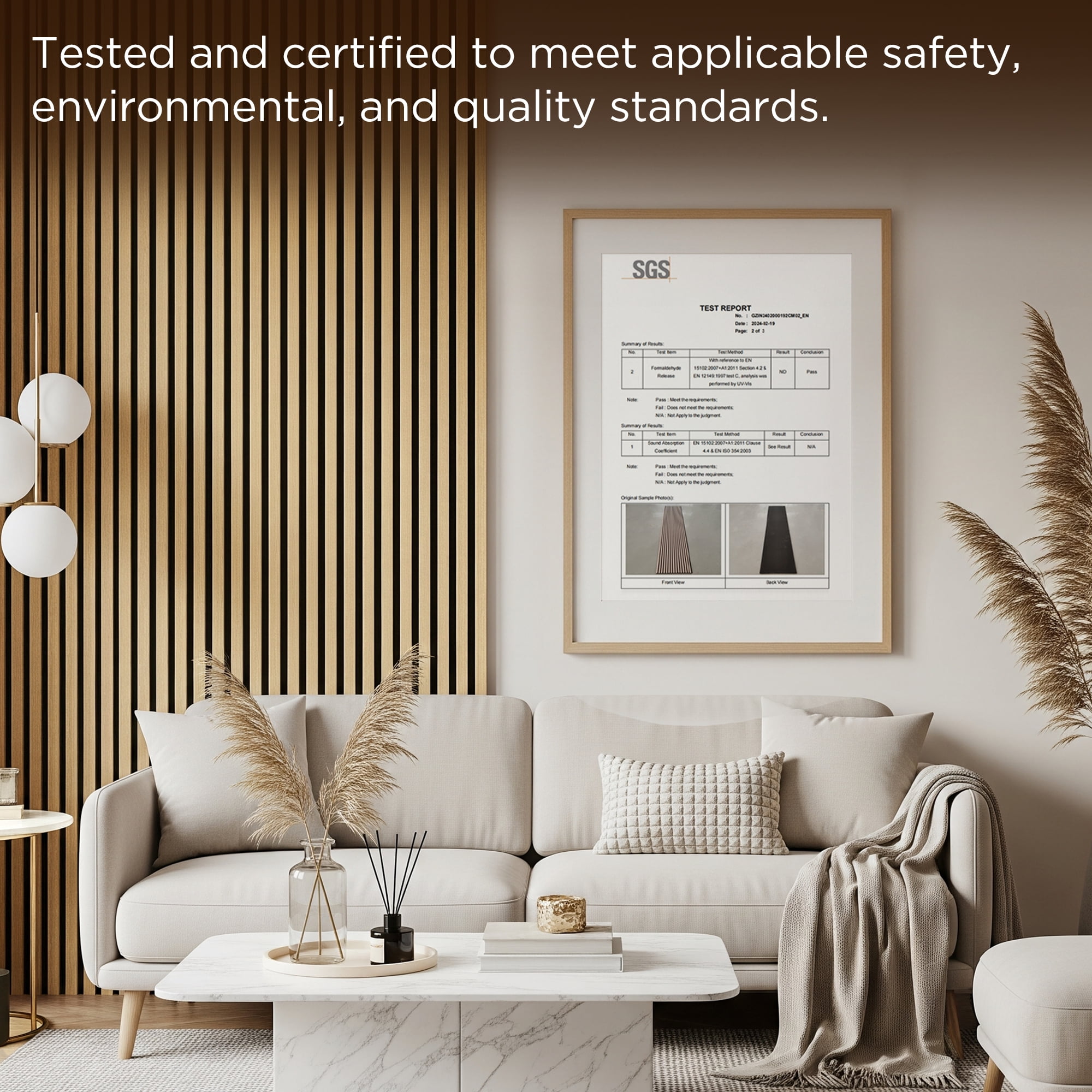 Fahomiss Modern Acoustic Wood Slat Wall Panels 4-Pack 47"x24", Natural 3D Soundproof Decor