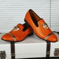 thumbnail image 3 of Loafers Men Luxury Wedding Dress Shoes Orange Fashion Party Shoes for Men, Orange-02, 13 US, 3 of 5