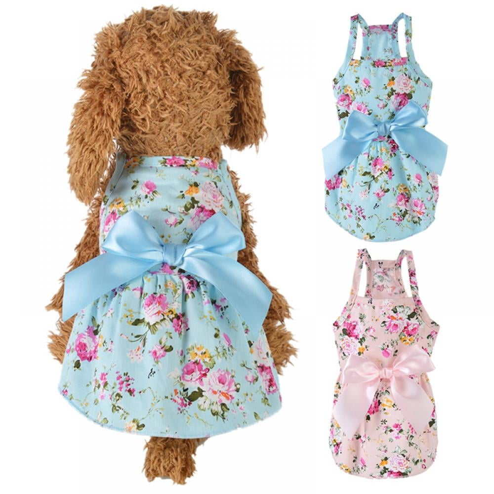 Small Dog Dresses for Small Dogs,Cute Summer Girl Dog Clothes Female,Holiday Festival Dog Dress Pet Party Costumes and Cats Outfit,for Wedding/Birthday Apparel of 2 Pcs