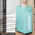 thumbnail image 2 of Lifesela X-Large Rolling Laundry Hamper, 27" Tall Slim Laundry Basket with Mesh Liner, Collapsible Dirty Clothes Hamper with Handle, Corner Laundry Bin Laundry Cart with Wheels (Light Blue), 2 of 7