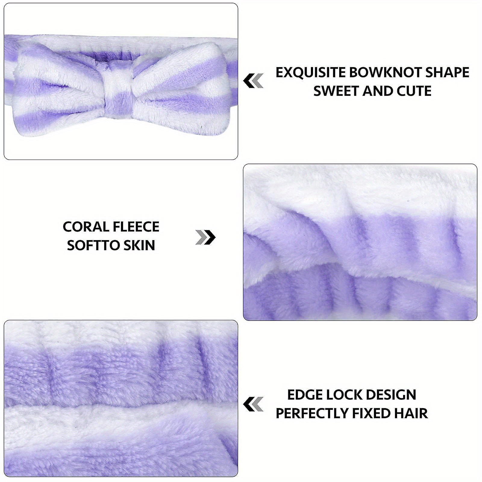 6-Pack Cute Flannellette Bow Hair Bands for Women, Adjustable Elastic Hair Ties, Soft Coral Fleece, Butterfly Print, Spa Hair Accessories for Makeup, Face Washing, and Shower