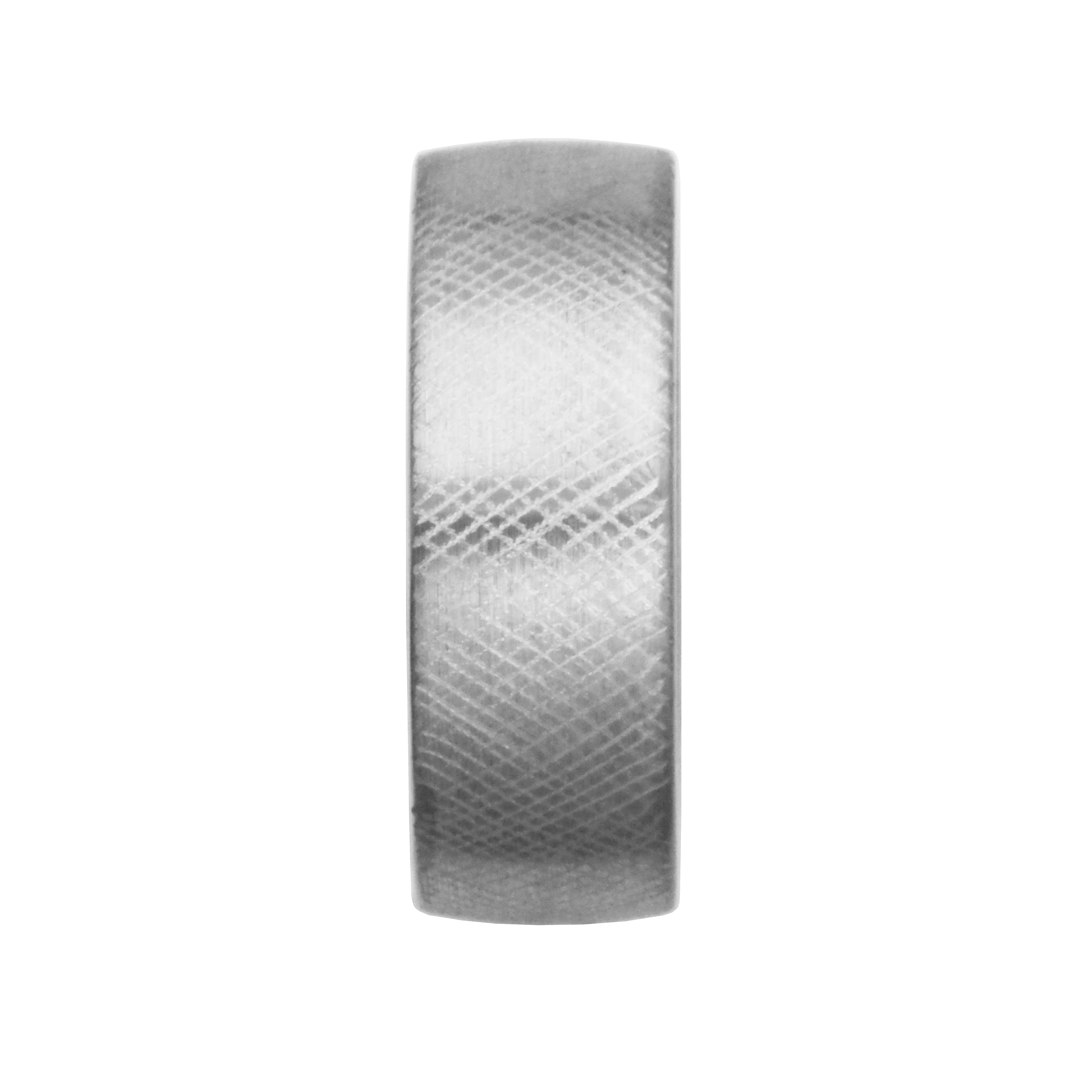 Forever Facets White Sapphire Tungsten Crosshatch Comfort Fit Wedding Band, Size 9, Male