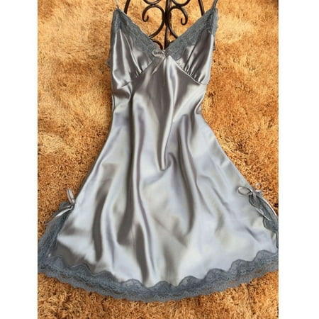 - EFINNY Sexy Womens Silk Robe Babydoll Nightgown Sleepwear Dress + G-string Sets