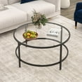 thumbnail image 4 of Costway 36" Round Coffee Table Tempered Glass Tabletop Metal Frame Living Room Black, 4 of 10