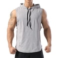 thumbnail image 1 of Sudadera con capucha deportiva para hombre, camisetas sin mangas, entrenamiento, gimnasio, culturismo, camiseta de secado rápido - Gris, 1 of 5