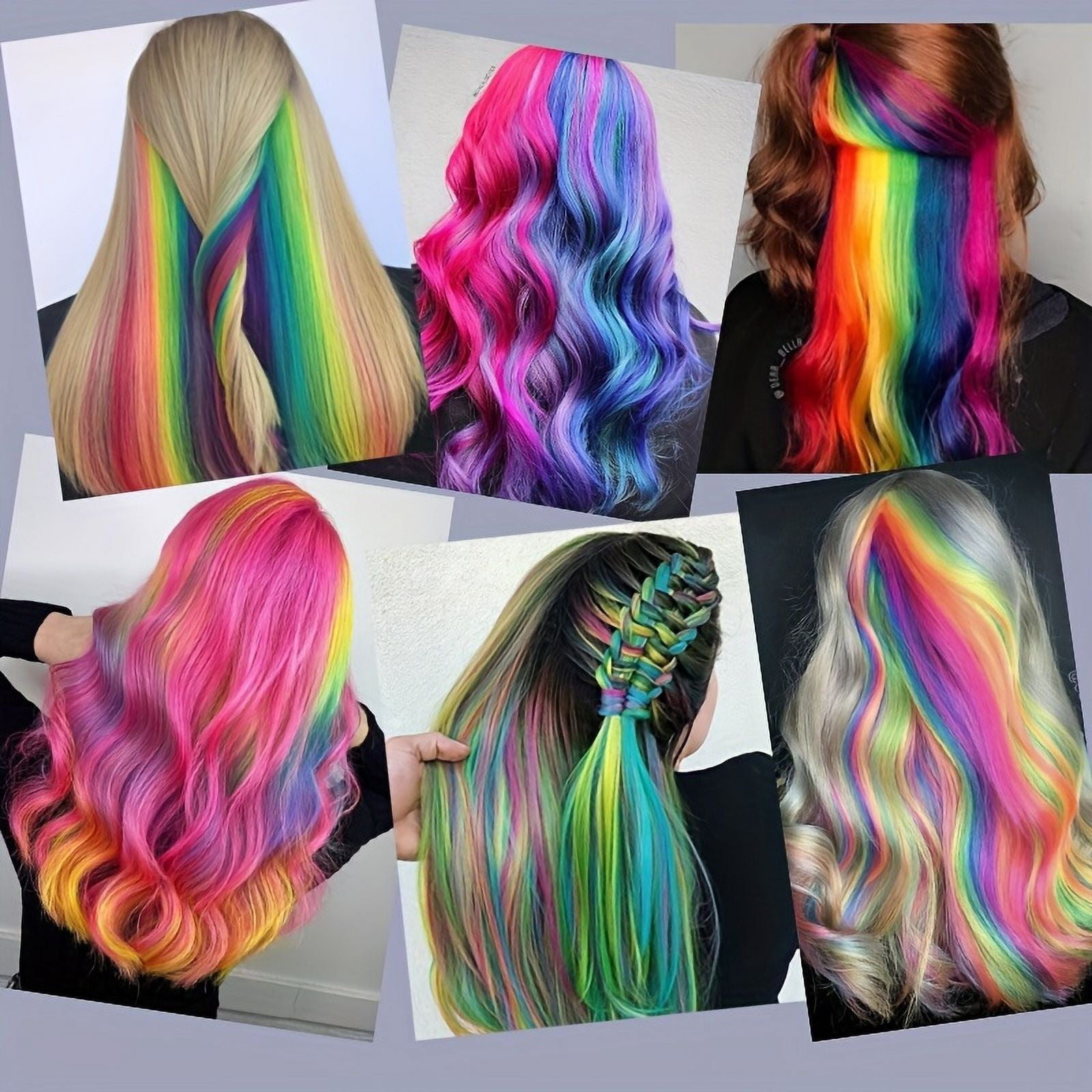 24pcs Clip-In Hair Extensions Set, 22" Mixed Color Straight Synthetic Hairpieces for Women, High Temperature Fiber, Fashionable for Parties, Halloween & Cosplay