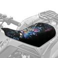 thumbnail image 2 of Renewold ATV Seat Cover Waterproof 25x10 Inch, Universal Tear-Resistant Polyester ATV Seat Protector, Stretch Fit for Honda/Yamaha/Polaris, Easy Install, Butterfly Rose Musical Notes, 2 of 7