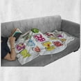 thumbnail image 6 of Letters Soft Flannel Fleece Throw Blanket, Full Alphabet with Various Designs Abstract Dots Squares Paint Splashes Pattern, Cozy Plush for Indoor and Outdoor Use, 70" x 90", Multicolor, by Ambesonne, 6 of 6