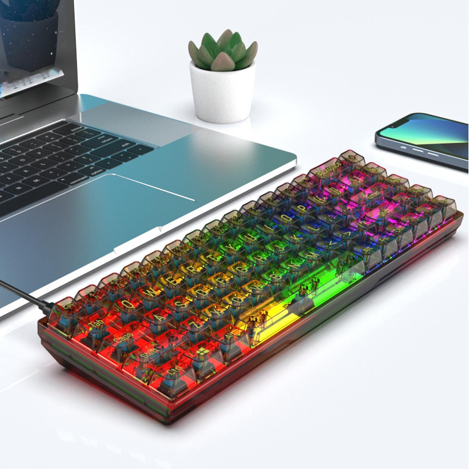 60% Mechanical Keyboard, RGB Keyboard 68 Keys Clear Keycaps Wired  for PC Laptop