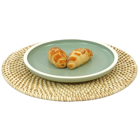 UPC: 0651355034495 | Set of 4 Decorative Round Natural Woven Handmade Rattan Placemats