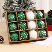EazyTech 12-Piece Flocked Christmas Ornament Set Foam Christmas Balls for Tree Decorations Party Home Office Winter Holiday Decor