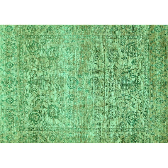 Ahgly Company Machine Washable Indoor Rectangle Oriental Turquoise Blue Traditional Area Rugs, 7' x 9'