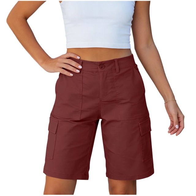 Ziynglg Shorts Cargo pour Femmes Légers Mode Shorts à Jambes Larges Été Amples Décontractés Randonnée Course Shorts