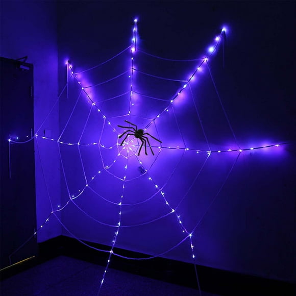 AYktou Décorations d'Halloween, Toile d'Horreur LED Modes d'Éclairage Thème Festival d'Halloween Accessoire 12 Pieds, pour Décorations d'Halloween Intérieur Extérieur Jardin Fête 11.8 Po Araignée