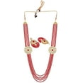thumbnail image 5 of Efulgenz Indian Jewelry Bridal Set Kundan Crystal Faux Pearl Multi Layered Strand Beaded Pendant Necklace Dangle Earrings Bollywood Jewelry Set, Maroon, 5 of 5