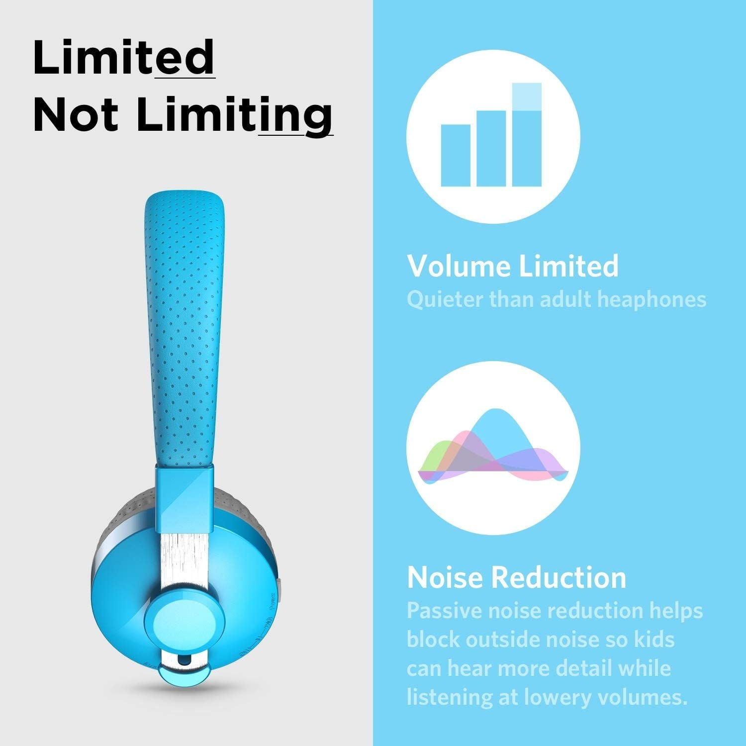 LilGadgets Untangled Pro Wireless Kids Headphones, On-Ear Bluetooth Toddler Headset with Built-In Microphone, Hassle-Free Design, No More Tangled Wires, Perfect for Children in School, Blue