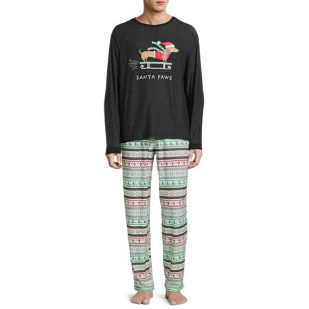 Derek Heart Dachshund Holiday Matching Family Christmas Pajamas Mens Sleepwear Set, 2-Piece, Sizes S-2XL