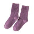 thumbnail image 2 of 1 Pair Women Winter Socks Soft Bouncy Cozy Solid Color Thicken Keep Warm Plush Fluffy High Elasticity Stockings for Everyday Life,Purple, 2 of 8