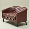 thumbnail image 4 of 50" Faux Leather Small Barrel Love Seat Settee, Diamond Tufted Back Compact Loveseat Sofa with Nailhead Trim, Modern 2-Seater Couch with Solid Wood Legs for Small Spaces, Apartments, Red, 4 of 16