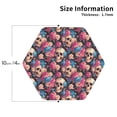 thumbnail image 2 of Honeii Skull Blue Flower print Leather Coaster Set of 4, ideal for safeguarding your furniture from drinks spills and effortless cleanup-Hexagon, 2 of 6
