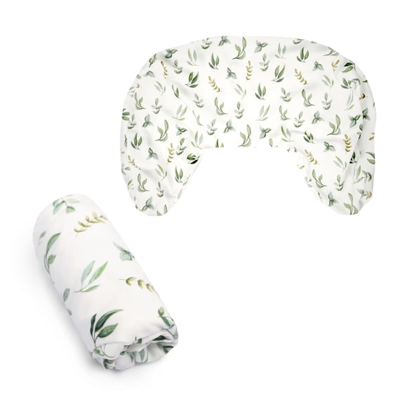 Funda para Almohada de Lactancia Boppy de Algodón Orgánico con Hojas Verdes