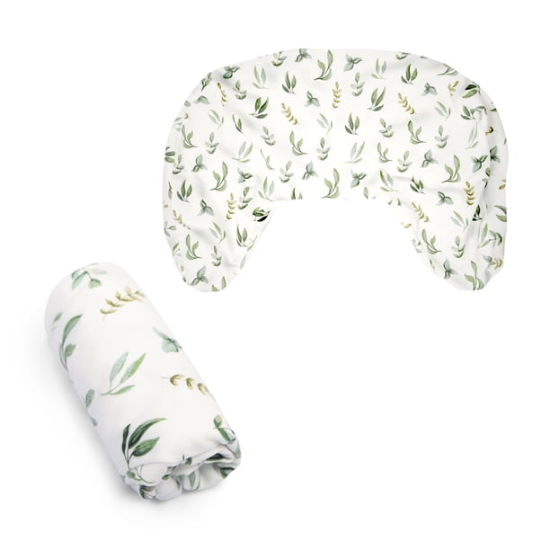 Funda para Almohada de Lactancia Boppy de Algodón Orgánico con Hojas Verdes